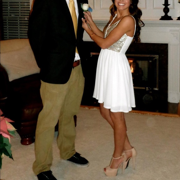 White Dress with Gold Sequins - Picture 5 of 8